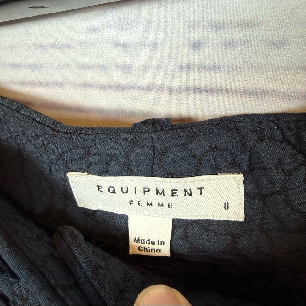 Equipment femme Wide Leg Trousers Arwen Floral Jacquard Navy Blue Pant Size 8 - Picture 3 of 11